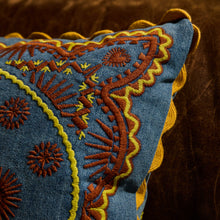 Load image into Gallery viewer, Sage x Clare - Anneliese Reversible Denim Cushion - Peridot Feather Insert