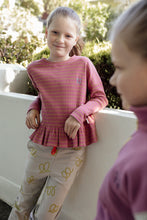 Load image into Gallery viewer, Olive & The Captain - Rose Stripe Boxy Frill Long Sleeve Top