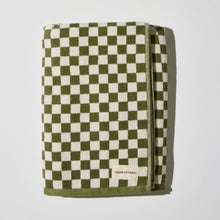 Load image into Gallery viewer, Bath Towel in Olive Green Check