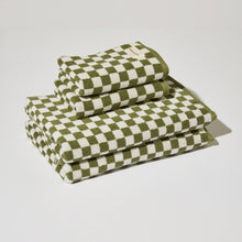 Load image into Gallery viewer, Bath Towel in Olive Green Check