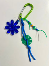 Load image into Gallery viewer, Olive Made - Flower Bag Charm - Green/Blue