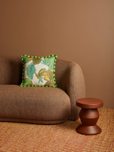 Load image into Gallery viewer, Bonnie & Neil - Wild Pansy Verde Linen Cushion 50cm