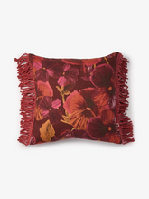 Load image into Gallery viewer, Bonnie & Neil - Wild Pansy Dark Cerise Linen Cushion 50cm