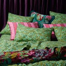 Load image into Gallery viewer, Evette Cotton Sheets - Olive Flat Sheet - Queen