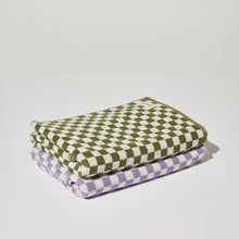Load image into Gallery viewer, Bath Towel in Olive Green Check