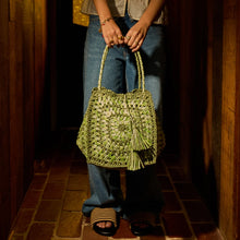 Load image into Gallery viewer, Sage x Clare - Solara Raffia Bag - Hunter Green