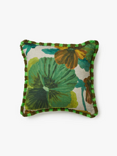 Load image into Gallery viewer, Bonnie & Neil - Wild Pansy Verde Linen Cushion 50cm