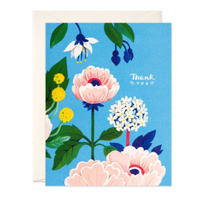 Card - Blue Floral Thankyou