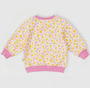 Goldie + Ace - Daisy Meadow Relaxed Terry Sweater - Fairy Floss Golden