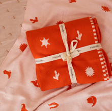 Load image into Gallery viewer, The Bundle Co - WILD WEST BLANKET - PINK/RED - 100% COTTON BABY BLANKET