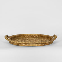 Load image into Gallery viewer, Paume Rattan Round Serving Tray With Handles - Natural
