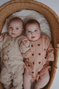 Freckles - Cotton Pointelle Knit Romper | Sherbet Tulip