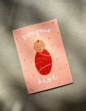 Load image into Gallery viewer, Bonjour Bebe Pink Card - New Baby | Baby Shower Greeting
