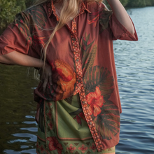 Load image into Gallery viewer, Wandering Folk - Cuban Tropical Shirt - Coffee
