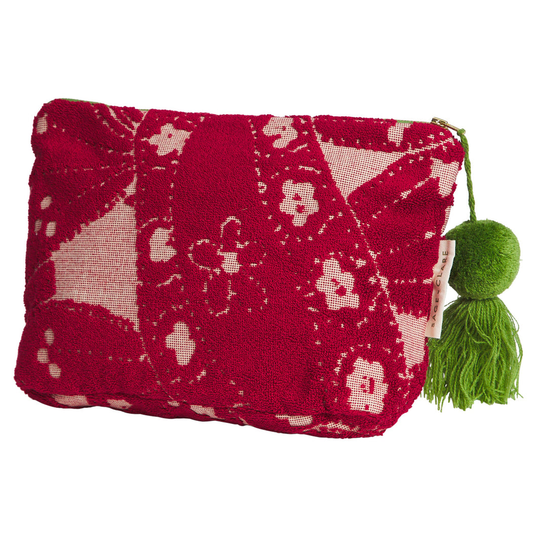 Sage x Clare - Lucia Terry Pouch - Crimson