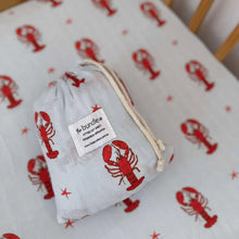 Load image into Gallery viewer, Spicy Lobster Fitted Cot Sheet - 70% Bamboo + 30% Cotton
