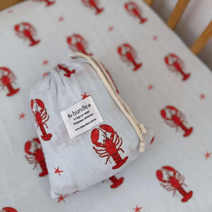 Spicy Lobster Fitted Cot Sheet - 70% Bamboo + 30% Cotton