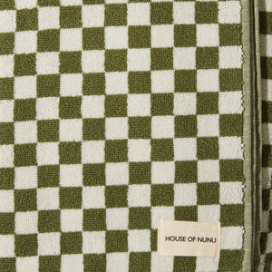 Bath Towel in Olive Green Check