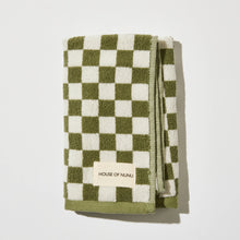 Load image into Gallery viewer, Hand Towel in Green Olive Check
