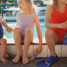 Load image into Gallery viewer, Golden Child - The Golden Girl  Children&#39;s Full Piece Swimsuit : Racer Red
