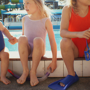 Golden Child - The Golden Girl  Children's Full Piece Swimsuit : Racer Red