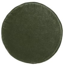 Load image into Gallery viewer, Castle - Olive Velvet Penny Round Cushion
