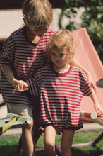 Load image into Gallery viewer, Juni - Riley T-shirt Romper Cherry Stripe
