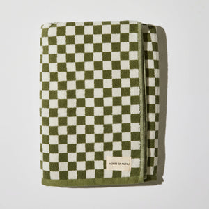 Bath Towel in Olive Green Check