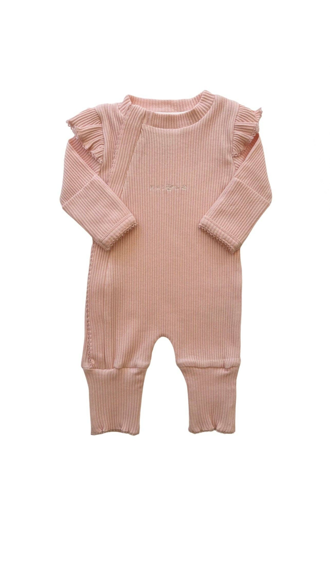 Rai & Co Frill Ribbed Jumpsuit: Light Pink