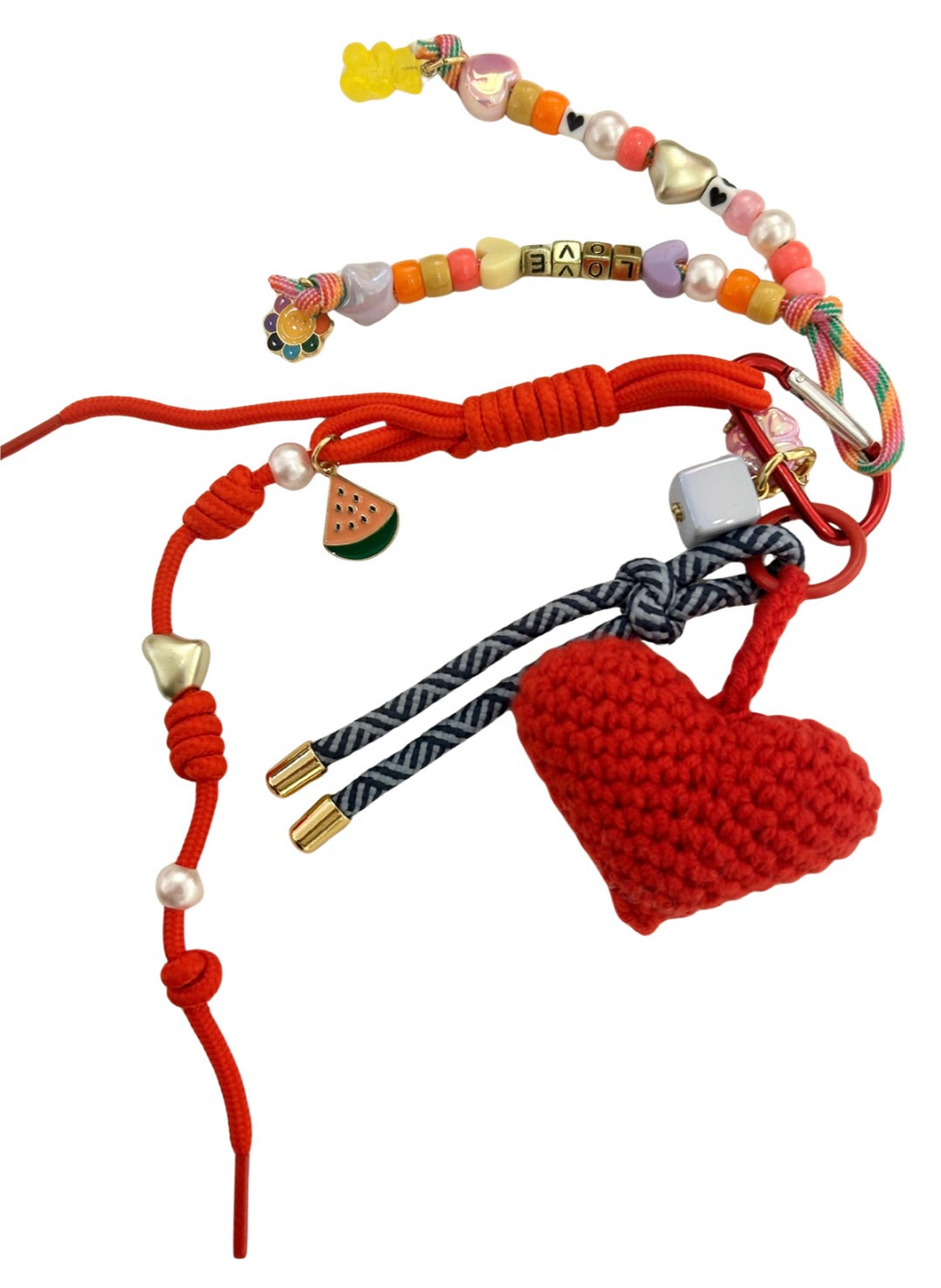 SHEERA - Heart crochet keychain red