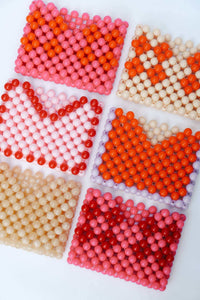 BEADED CARD HOLDER - PINK/ORANGE
