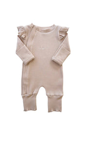 Rai & Co Frill Ribbed Jumpsuit: Light Pink