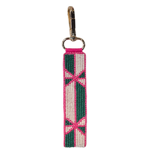 Bella Pink/White Beaded Keychain