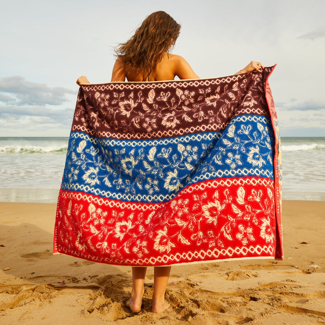 Sage x Clare - Thea Bath Sheet - Vermillion
