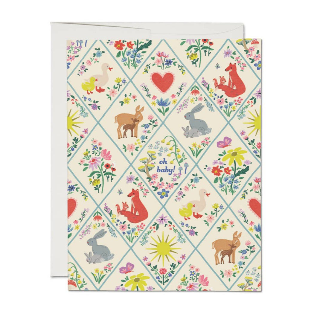 Card - 'Oh Baby' - Woodland Critters