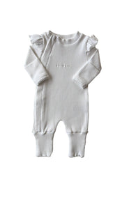Rai & Co Frill Ribbed Jumpsuit: Light Pink
