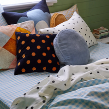 Load image into Gallery viewer, Castle - Dusty Blue Velvet Penny Round Cushion
