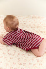 Load image into Gallery viewer, Juni - Riley T-shirt Romper Cherry Stripe
