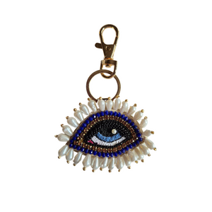Beaded Evil Eye Blue Keychain