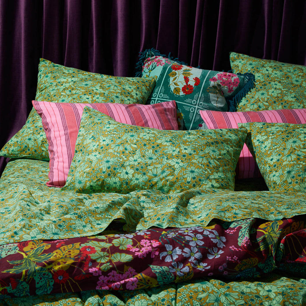Evette Cotton Sheets - Olive Fitted Sheet - Queen