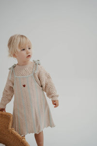 Freckles - Cotton Tie Dress | Mist Stripe