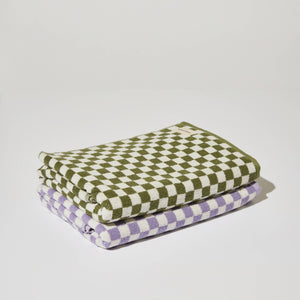 Bath Towel in Olive Green Check