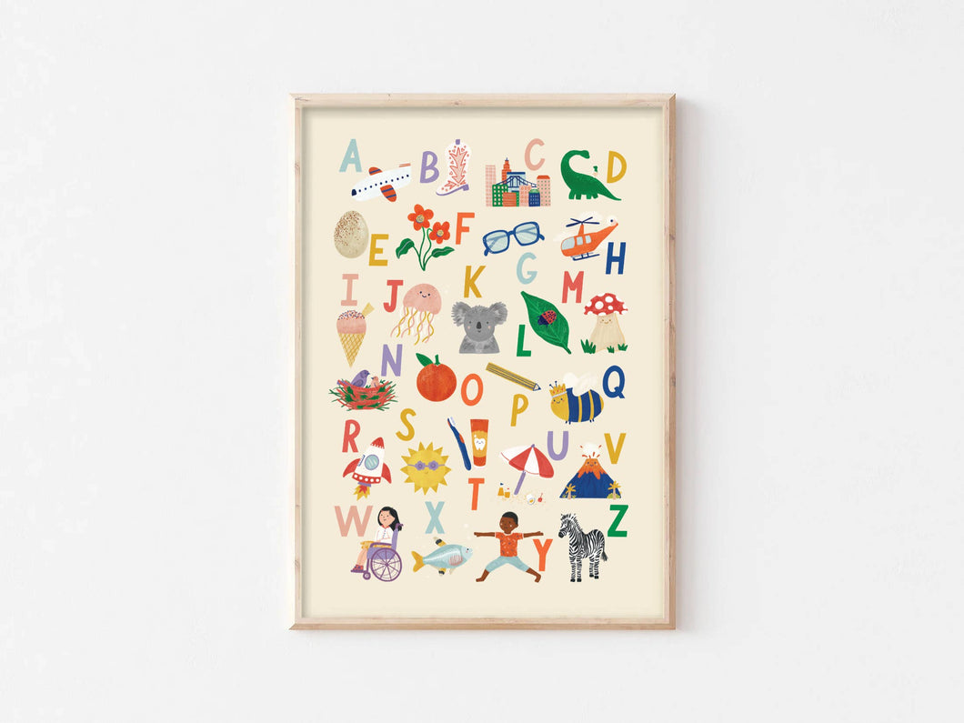 Alphabet Print - Modern Educational Kid's Wall Art: A3