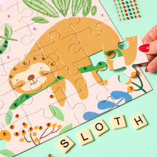Load image into Gallery viewer, 45 Piece Kids Puzzle with Gems - Sloth
