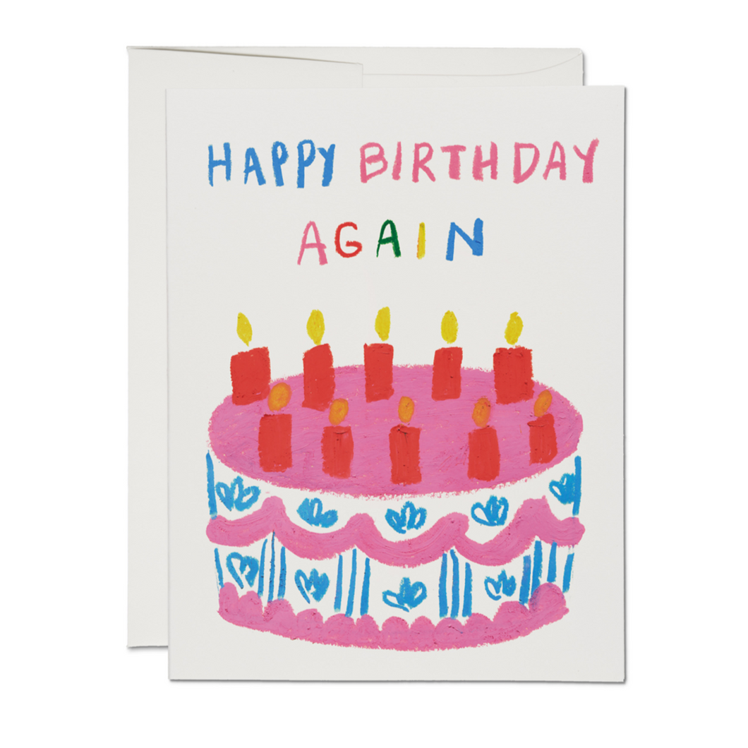 Card - 'Happy Birthday Again' - Cake
