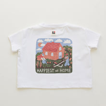 Load image into Gallery viewer, BY GEE - Happy At Home Oversized Boxy Tee - White
