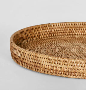 Paume Rattan Round Serving Tray  - Natural