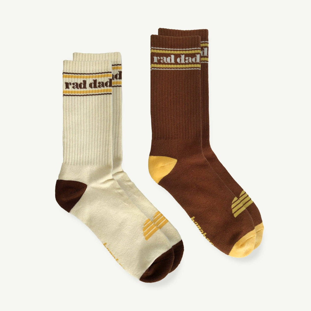 Banabae - Rad Dad Organic Cotton Crew Sock Pack - Mens Natural and Bro