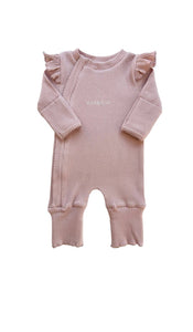 Rai & Co Frill Ribbed Jumpsuit: Light Pink