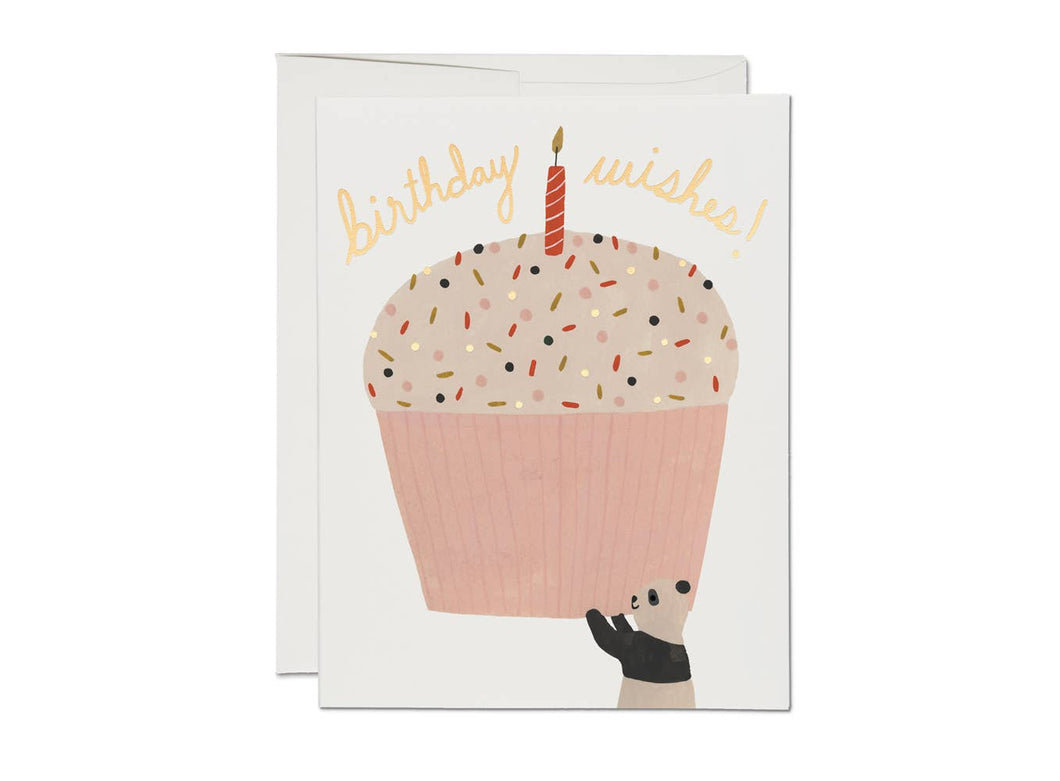 Card - 'Birthday Wishes' - Cupcake/Panda